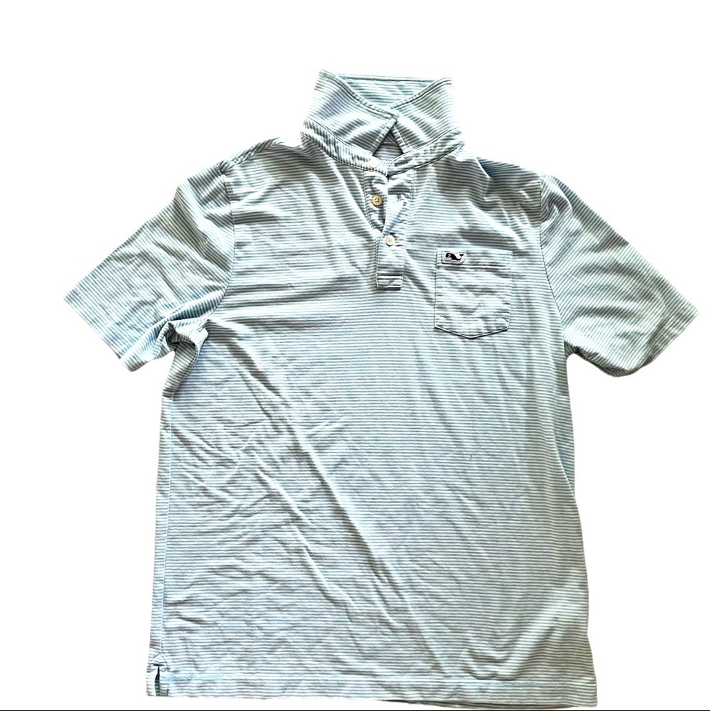 Vineyard Vines white and blue Pima cotton short sleeve polo, youth XLarge 18